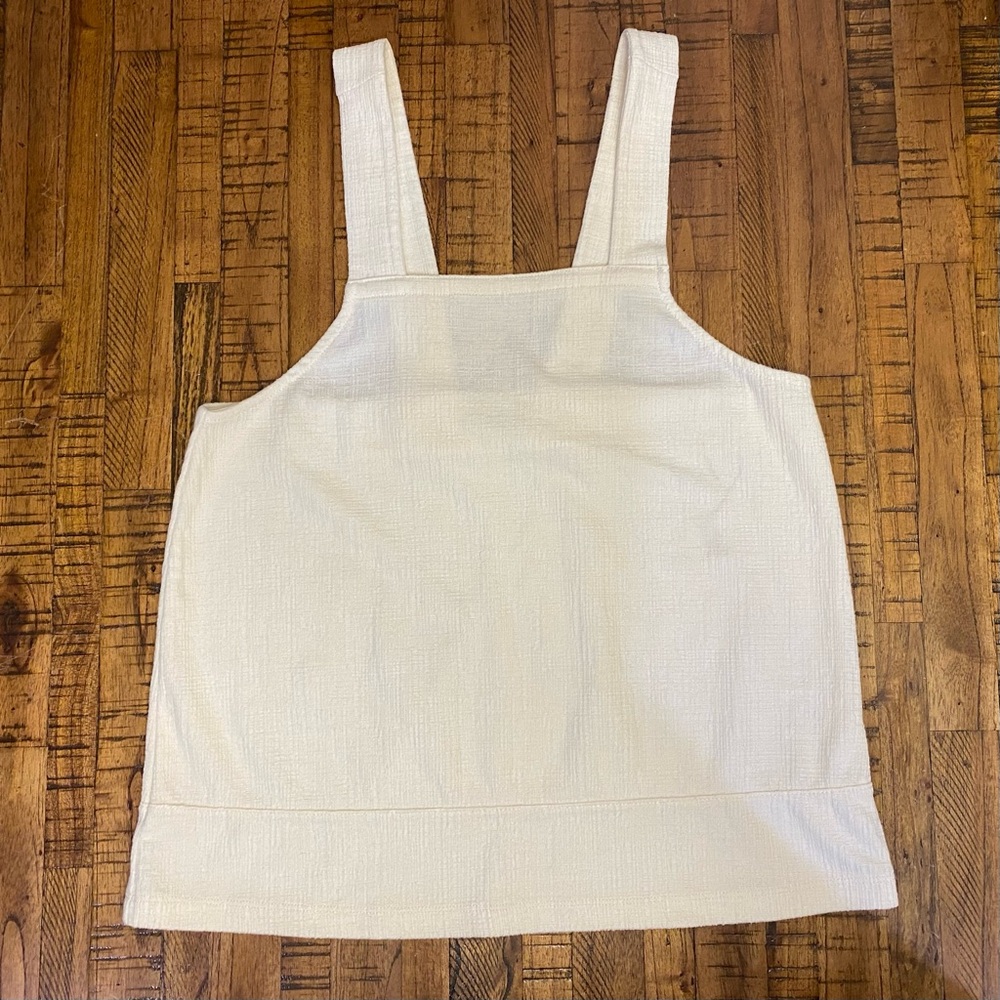 Madewell Apron Cross-Back Tank Top in Ivory Bleached Linen Fit S-M - Picture 7 of 14